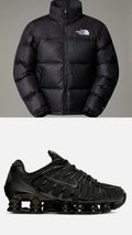 All-Black Shox-Style Sneakers + Black Puffer Jacket