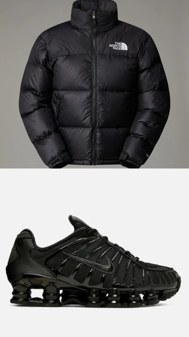 All-Black Shox-Style Sneakers + Black Puffer Jacket