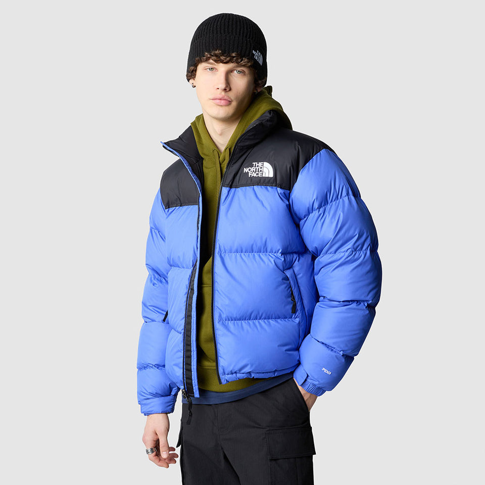Retro Colorblock Puffer Jacket - Royal Blue/Black
