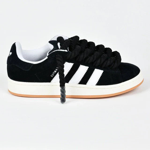 Black Suede Skate Sneakers + Black Rope Laces