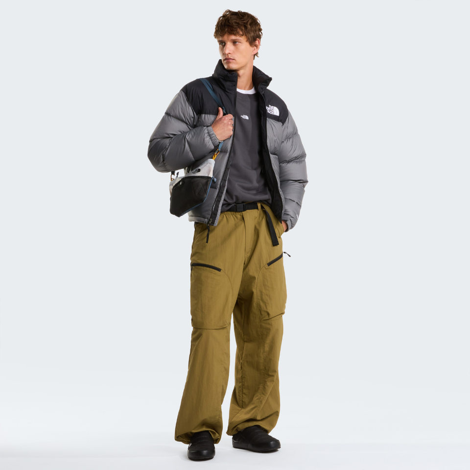 Men's Retro Colorblock Puffer Jacket - Grey/Black