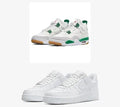 White & Green High‑Top Sneakers & All‑White Low‑Top Sneakers – Stylish Dual‑Style Footwear Pair"