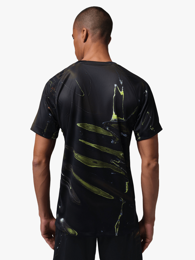 Green Striped Retro Football Jersey - Polo Collar