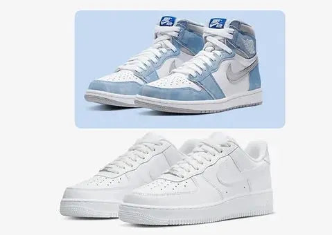Classic Low‑Top & High‑Top Sneaker Duo – White/Blue & All‑White Styles