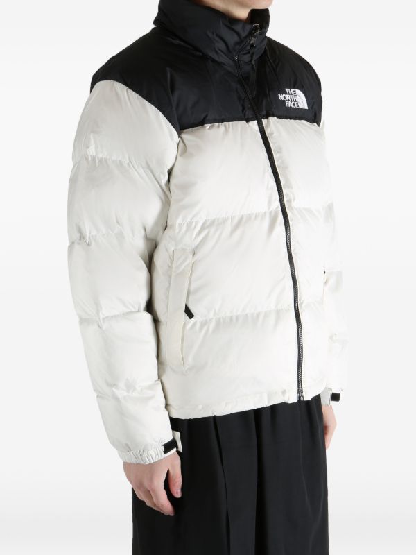 Retro Colorblock Puffer Jacket - White/Black