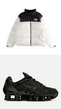 Winter Streetwear Bundle - White Colorblock Puffer + Triple Black Tech Runner