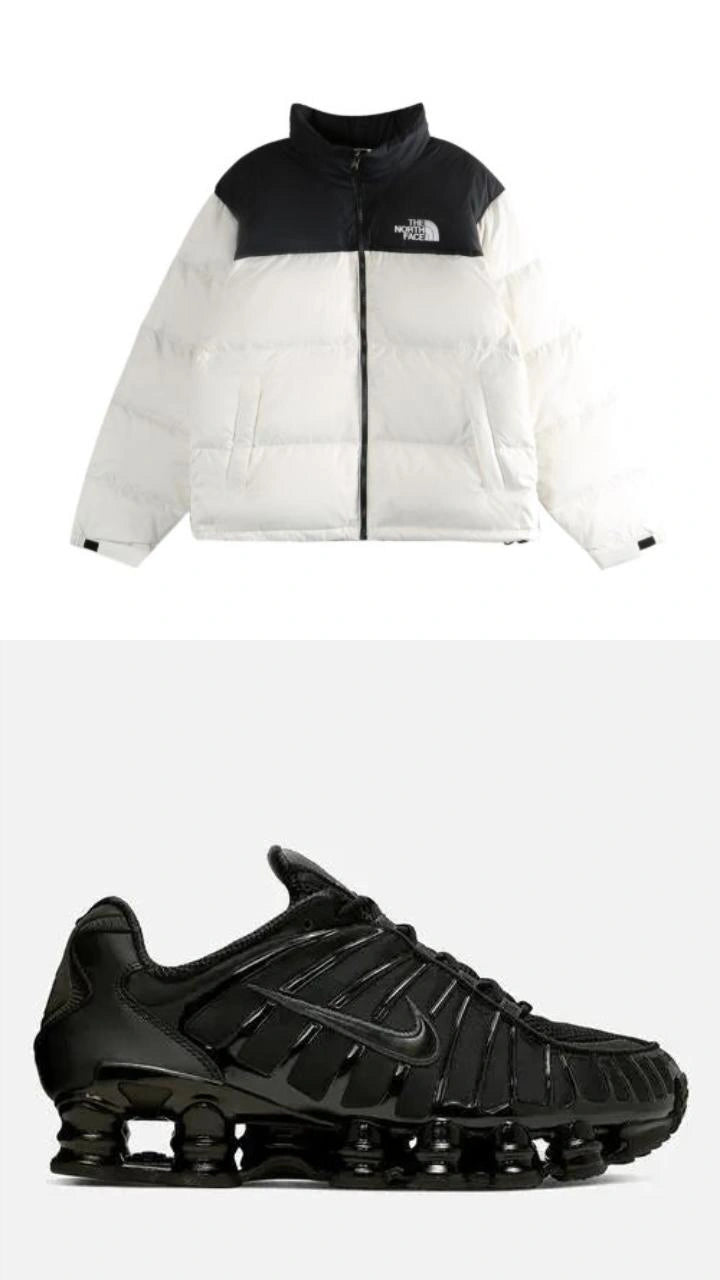 Winter Streetwear Bundle - White Colorblock Puffer + Triple Black Tech Runner