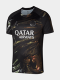 Green Striped Retro Football Jersey - Polo Collar