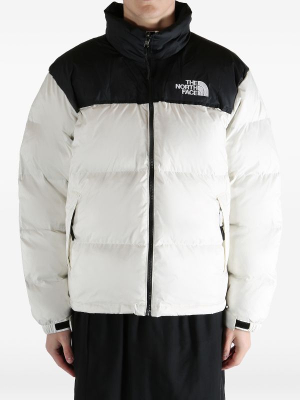 Retro Colorblock Puffer Jacket - White/Black