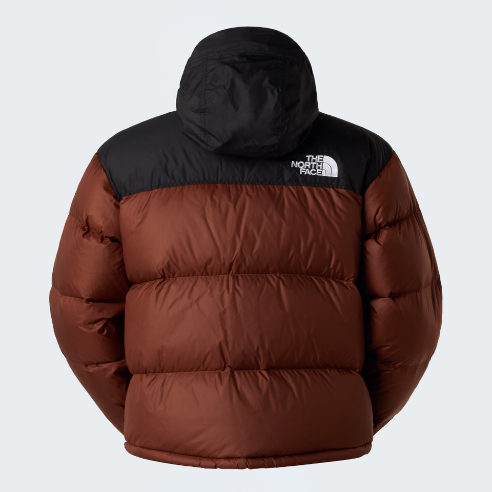 Retro Colorblock Puffer Jacket - Brown/Black