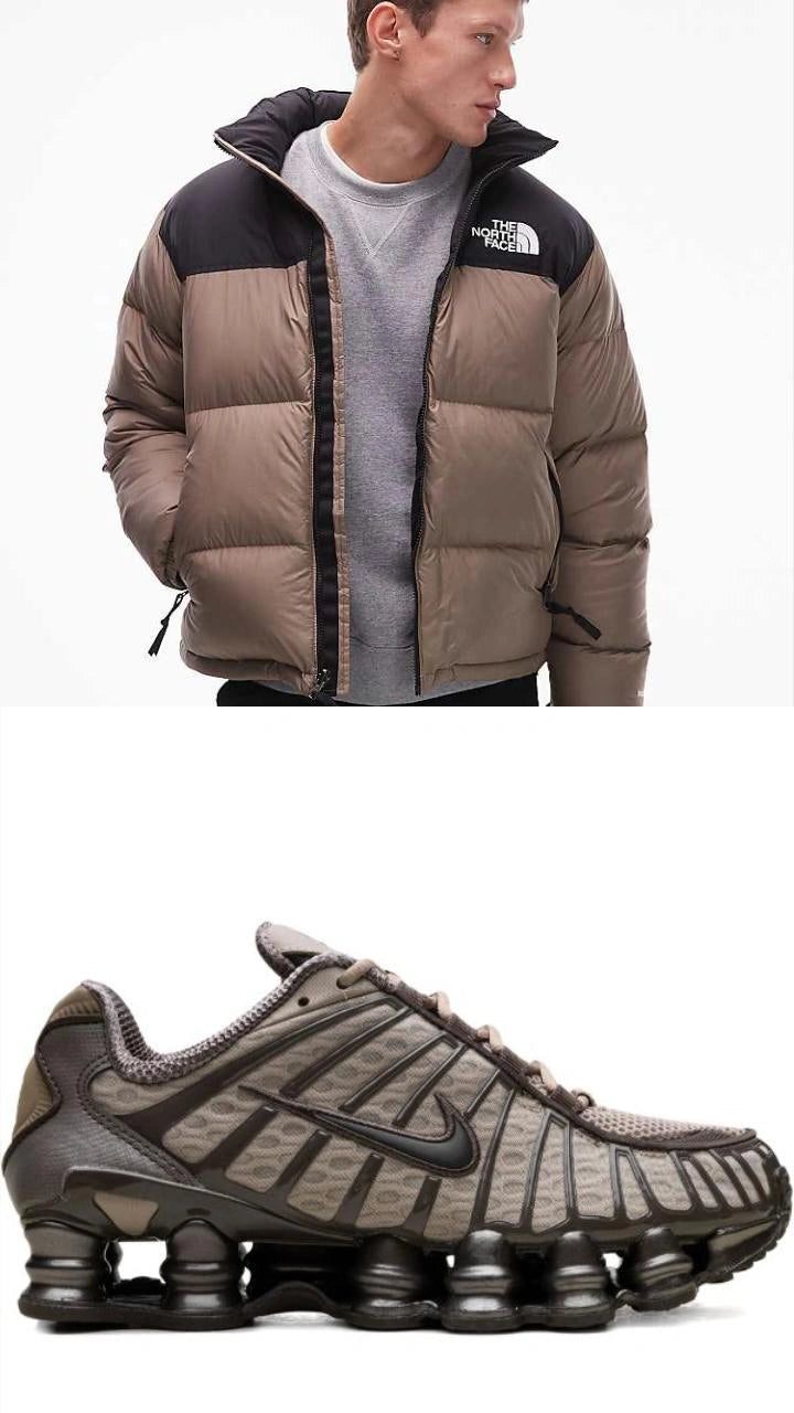 Winter Streetwear Bundle - Taupe Colorblock Puffer + Tech Runner