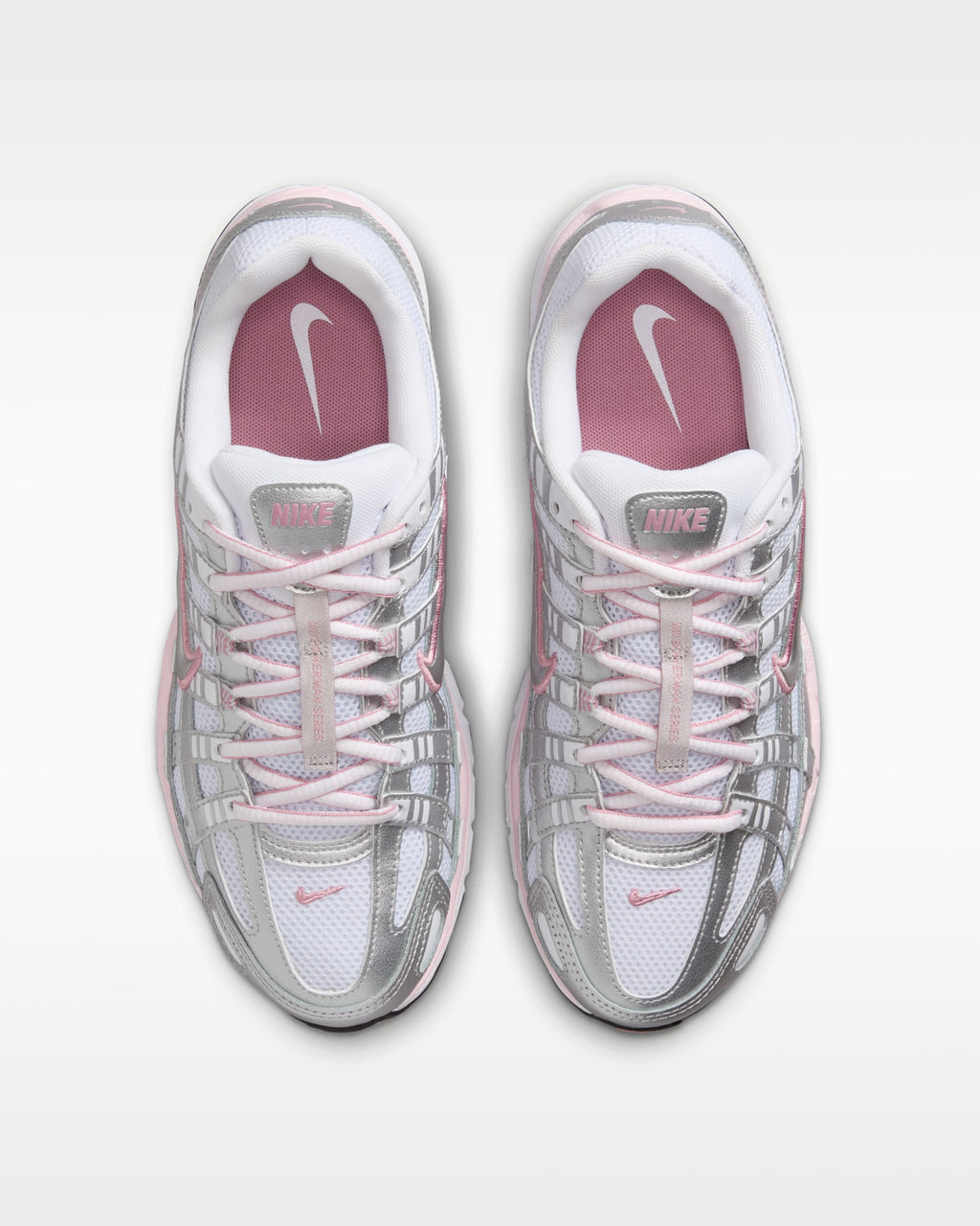 Retro Running Sneakers - White Pink Silver