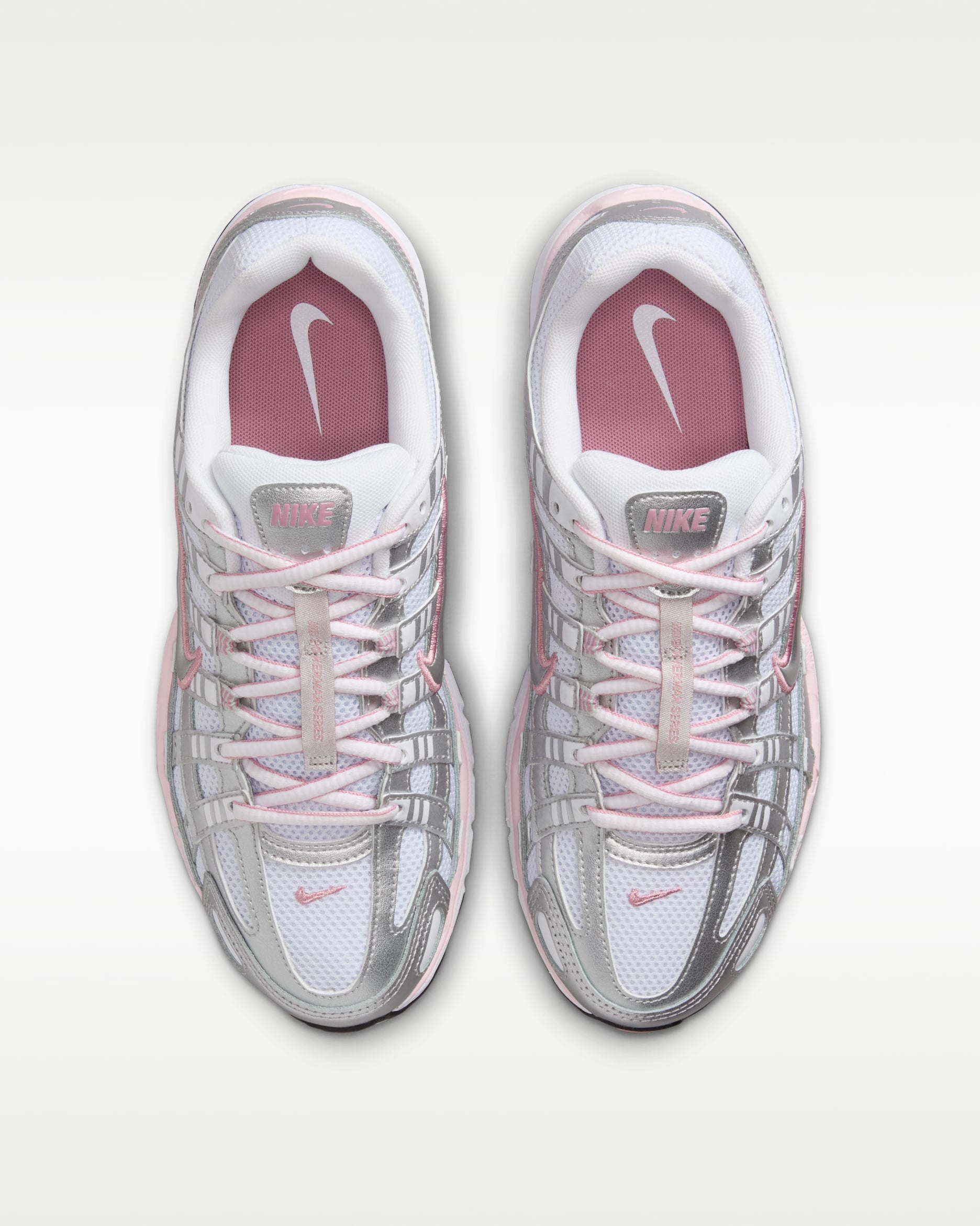 Retro Running Sneakers - White Pink Silver