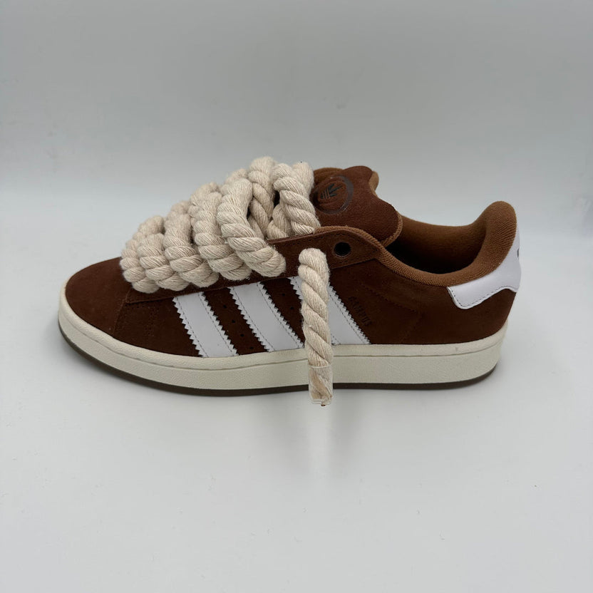 Brown Suede Skate Sneakers + Cream Rope Laces