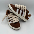 Brown Suede Skate Sneakers + Cream Rope Laces