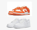 Orange Two‑Tone High‑Top & All‑White Low‑Top Sneaker Pair – Nike‑Style Combo