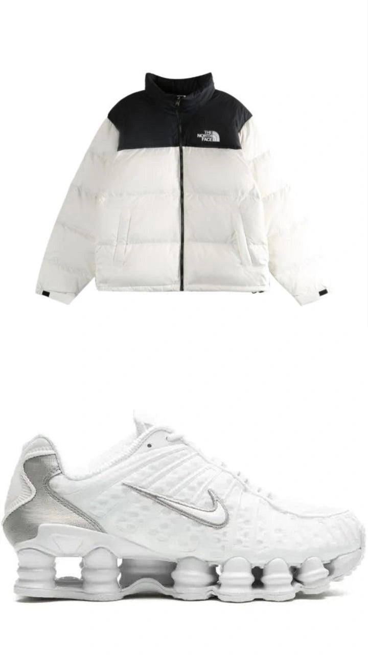 Winter Streetwear Bundle - Black Puffer Jacket + White Tech Runner