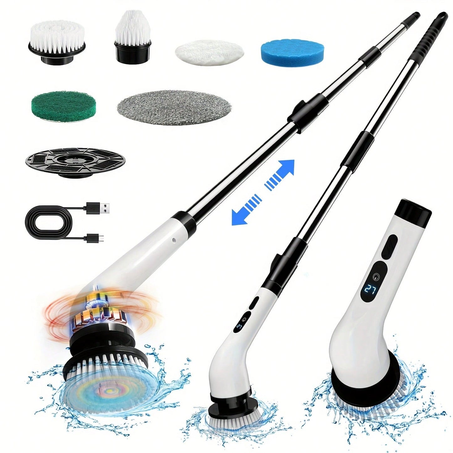 Cordless Electric Spin Scrubber – Rechargeable Bathroom & Home Cleaning Brush