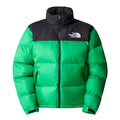 Retro Colorblock Puffer Jacket - Green/Black