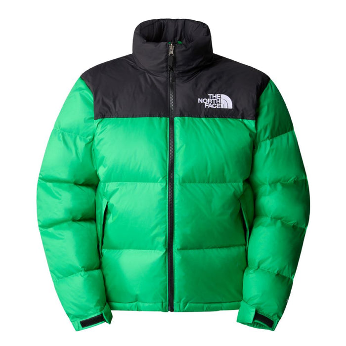 Retro Colorblock Puffer Jacket - Green/Black
