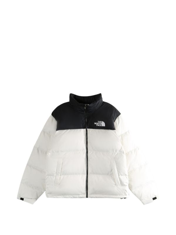 Retro Colorblock Puffer Jacket - White/Black