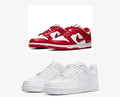 Nike Air Force 1 Low – Red & White + All‑White Pair