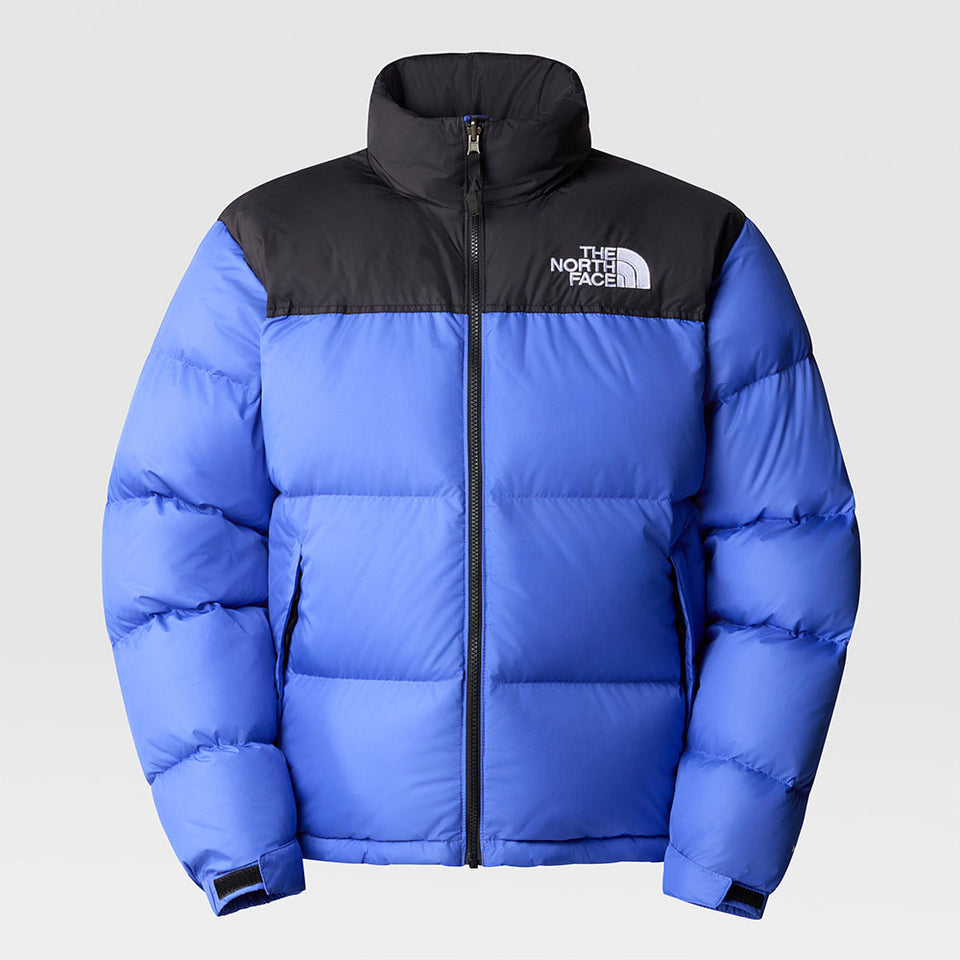 Retro Colorblock Puffer Jacket - Royal Blue/Black