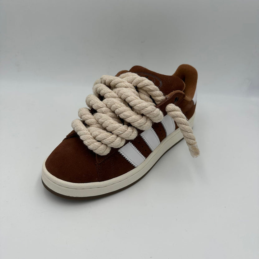 Brown Suede Skate Sneakers + Cream Rope Laces
