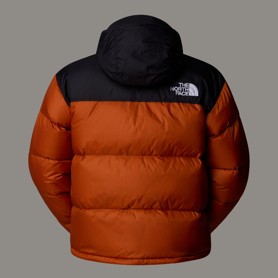 Retro Colorblock Puffer Jacket - Burnt Orange/Black
