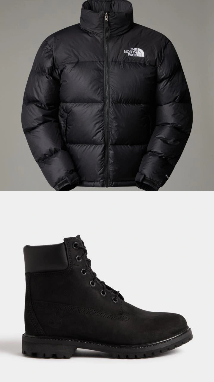 Boot Sneakers + Padded Puffer Jacket - Black